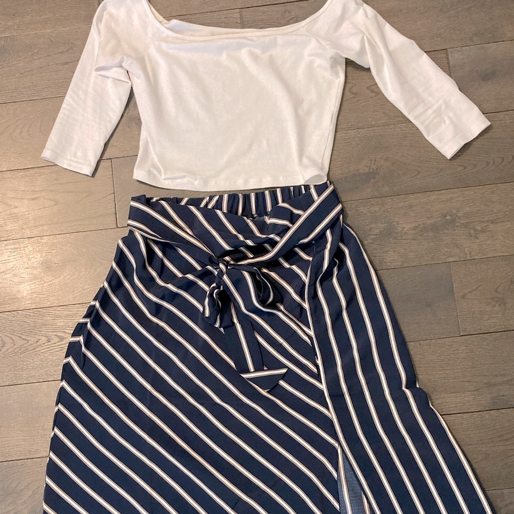 NEW striped side slit skirt. - Picture 2 of 6